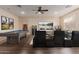Entertainment room with a pool table, home theater seating, and a large screen TV at 3654 E San Pedro Pl, Chandler, AZ 85249