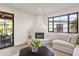 Stylish living room featuring a corner fireplace and window views to the exterior at 5101 N Casa Blanca Dr # 25, Paradise Valley, AZ 85253
