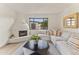 Charming living room with a fireplace, comfortable seating, and a view of the yard at 5101 N Casa Blanca Dr # 25, Paradise Valley, AZ 85253