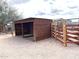 Well-maintained horse shelter provides ample space and protection, ensuring the comfort and well-being of animals at 1727 E Hidalgo St, Apache Junction, AZ 85119