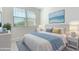 Bright, stylish bedroom features a queen-size bed with luxury bedding, elegant decor, and natural light at 18006 W Hess St, Goodyear, AZ 85338