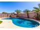 Sparkling blue pool surrounded by well-manicured landscaping and privacy walls at 4245 E Maya Way, Cave Creek, AZ 85331