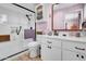 Bathroom with a walk-in shower and white cabinets at 5141 E Elena Ave, Mesa, AZ 85206