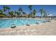 Large community swimming pool with clear blue water, surrounded by palm trees and lounge areas at 804 N Jamaica Way, Gilbert, AZ 85234