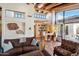 Bright living room featuring exposed wood beams, large windows, and comfortable seating at 9110 E Clubhouse Ct # 639, Scottsdale, AZ 85262