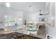 Bright dining area with tile floors, white walls and large windows with shutter blinds at 2169 E Alameda Dr, Tempe, AZ 85282