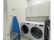 Functional laundry room with a full-size washer and dryer set and extra cabinet storage at 3131 E Legacy Dr # 2105, Phoenix, AZ 85042