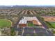 Overhead view of school with a parking lot, baseball field, and neighborhood in the background at 9730 E Resistance Ave, Mesa, AZ 85212