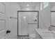 Contemporary bathroom featuring a glass shower, marble accents, and modern fixtures at 9730 E Resistance Ave, Mesa, AZ 85212