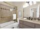This stylish bathroom features a glass shower with designer tile and vanity at 13827 N Sunset Dr, Fountain Hills, AZ 85268