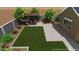 Rendering of backyard design featuring a patio with pergola, pavers, lawn and desert landscaping at 18618 E Mockingbird Dr, Queen Creek, AZ 85142