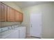 Functional laundry area with washer, dryer, and ample cabinet space, perfect for managing household chores at 18618 E Mockingbird Dr, Queen Creek, AZ 85142