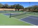 Close-up of outdoor pickleball court with green and blue surface and clear net at 42047 N Moss Springs Rd, Anthem, AZ 85086