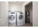 The laundry room is equipped with washer, dryer, and water heater with shelf storage at 5303 N 7Th St # 101, Phoenix, AZ 85014