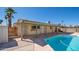 Enjoy the backyard covered patio, perfect for outdoor living with a basketball hoop, and a shimmering pool at 562 W Keats Ave, Mesa, AZ 85210