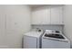 Convenient laundry room with modern washer and dryer, plus overhead cabinets for storage at 6223 N 12Th St # 8, Phoenix, AZ 85014