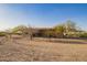 Exterior view of a home surrounded by mature trees and a vast desert landscape, offering privacy and natural beauty at 9121 W Quail W Trl, Queen Creek, AZ 85144