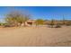 Desert front yard with sparse trees, native vegetation, and a home in the background at 9121 W Quail W Trl, Queen Creek, AZ 85144
