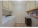 Functional laundry room with washer, dryer, shelving, and cabinet storage at 10224 N 12Th Pl # 1, Phoenix, AZ 85020