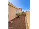 Pebbled side yard with privacy wall and windows showing natural light to the adjacent interior at 1339 N Tucana Ln, Gilbert, AZ 85234