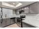 Updated kitchen featuring gray cabinets, stainless steel appliances and quartz countertops at 1905 E University Dr # 162, Tempe, AZ 85288