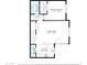 First floor plan with kitchen, living room, laundry, bath and primary bedroom at 2201 N Comanche Dr # 1080, Chandler, AZ 85224