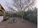 Backyard featuring a wood framed outdoor kitchen and lush garden with multiple trees at 4145 E Libby St, Phoenix, AZ 85032