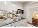 Kitchen featuring granite countertops, and a view into the living room at 4800 N 68Th St # 263, Scottsdale, AZ 85251