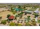 Aerial community view of playgrounds, lake, and garden, giving residents ample space for recreation at 9960 E Strobe Ave, Mesa, AZ 85212