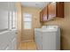 Laundry room features a modern washer, dryer and overhead cabinets at 10421 W Via Del Sol -- # 379, Peoria, AZ 85383