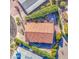 Aerial view of property showing tile roof, landscaping and neighborhood at 654 S 83Rd Way, Mesa, AZ 85208