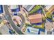 Aerial view of a home with a well maintained yard and landscaping, located at the end of a cul-de-sac at 654 S 83Rd Way, Mesa, AZ 85208