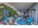 Spacious covered patio with stylish furniture and views of the landscaped backyard at 654 S 83Rd Way, Mesa, AZ 85208