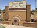 Entrance sign to Fountain of the Sun, a private adult community & country club at 654 S 83Rd Way, Mesa, AZ 85208