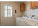 Laundry room equipped with modern appliances, a door, and cabinets at 40569 N Wedge Dr, San Tan Valley, AZ 85140