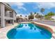 Private backyard oasis with a sparkling pool surrounded by lush landscaping and serene atmosphere at 18860 N 73Rd Dr, Glendale, AZ 85308