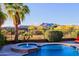 Gorgeous pool and spa with desert landscape and mountain views at 6044 E Hodges St, Cave Creek, AZ 85331