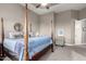 Cozy main bedroom with neutral tones, carpet, and ceiling fan for added comfort at 9780 E Baseline Ave, Gold Canyon, AZ 85118