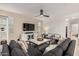 Spacious living room with comfortable seating, a ceiling fan, and great natural lighting at 10657 E Texas Ave, Mesa, AZ 85212