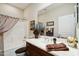 Bathroom with vanity, framed mirror, and shower-tub combo at 2214 W Muirfield Dr, Anthem, AZ 85086