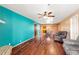 Bright living room features hardwood floors and open access to the eat-in kitchen at 3031 N Civic Center Plz # 205, Scottsdale, AZ 85251