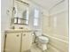 Cozy bathroom featuring vanity, toilet, and shower/tub combination at 318 S Crismon Rd # 83, Mesa, AZ 85208