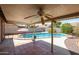 Relaxing covered patio with a ceiling fan overlooking the sparkling pool at 7138 W Sierra Vista W Dr, Glendale, AZ 85303
