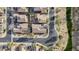 High angle view of a neighborhood with tile roofs and landscaping on an overcast day at 1049 S Exeter St, Chandler, AZ 85286