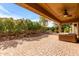 Well-maintained backyard with a covered patio, tiled flooring, manicured landscaping, and a built-in spa at 20515 N 271St Ave, Buckeye, AZ 85396