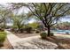 Community pool area with mature trees and lush desert landscaping offers a serene and inviting outdoor space at 9716 N 3Rd Dr, Phoenix, AZ 85021