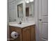 Bright bathroom featuring a single vanity with wood cabinets and a modern sink at 11411 N 91St Ave # 175, Peoria, AZ 85345