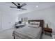 Bedroom featuring a large desk, ceiling fan, and natural light at 1323 E Whalers Way, Tempe, AZ 85283