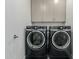 Modern laundry room equipped with a washer, dryer, and storage cabinets at 1717 E Morten Ave # 7, Phoenix, AZ 85020