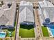 Overhead view of backyard with artificial turf, gravel borders, and playground at 8140 E June St, Mesa, AZ 85207